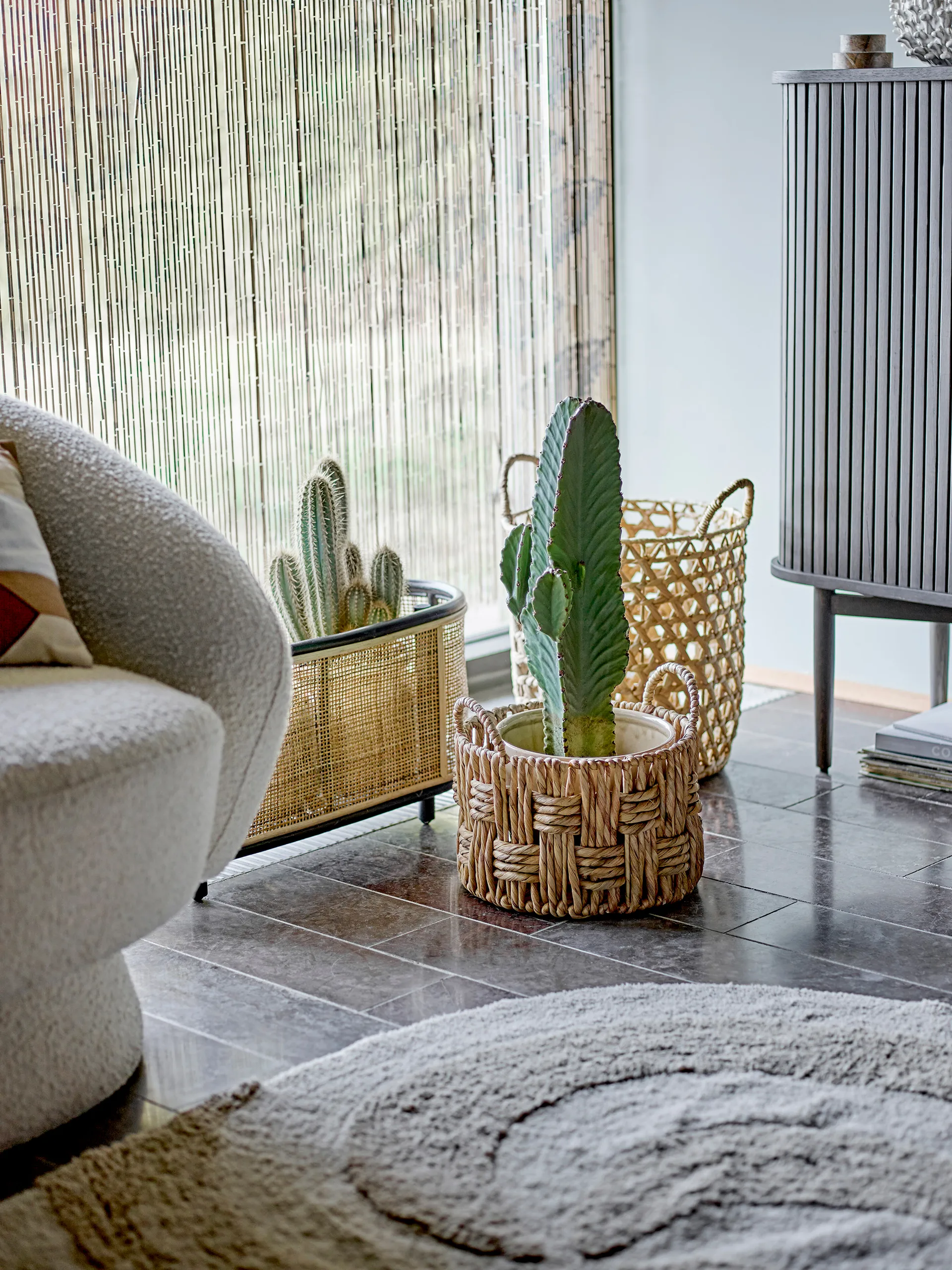 Cesta de armazenamento com pega Rachel 2 peças, Jacinto-d'água Bloomingville