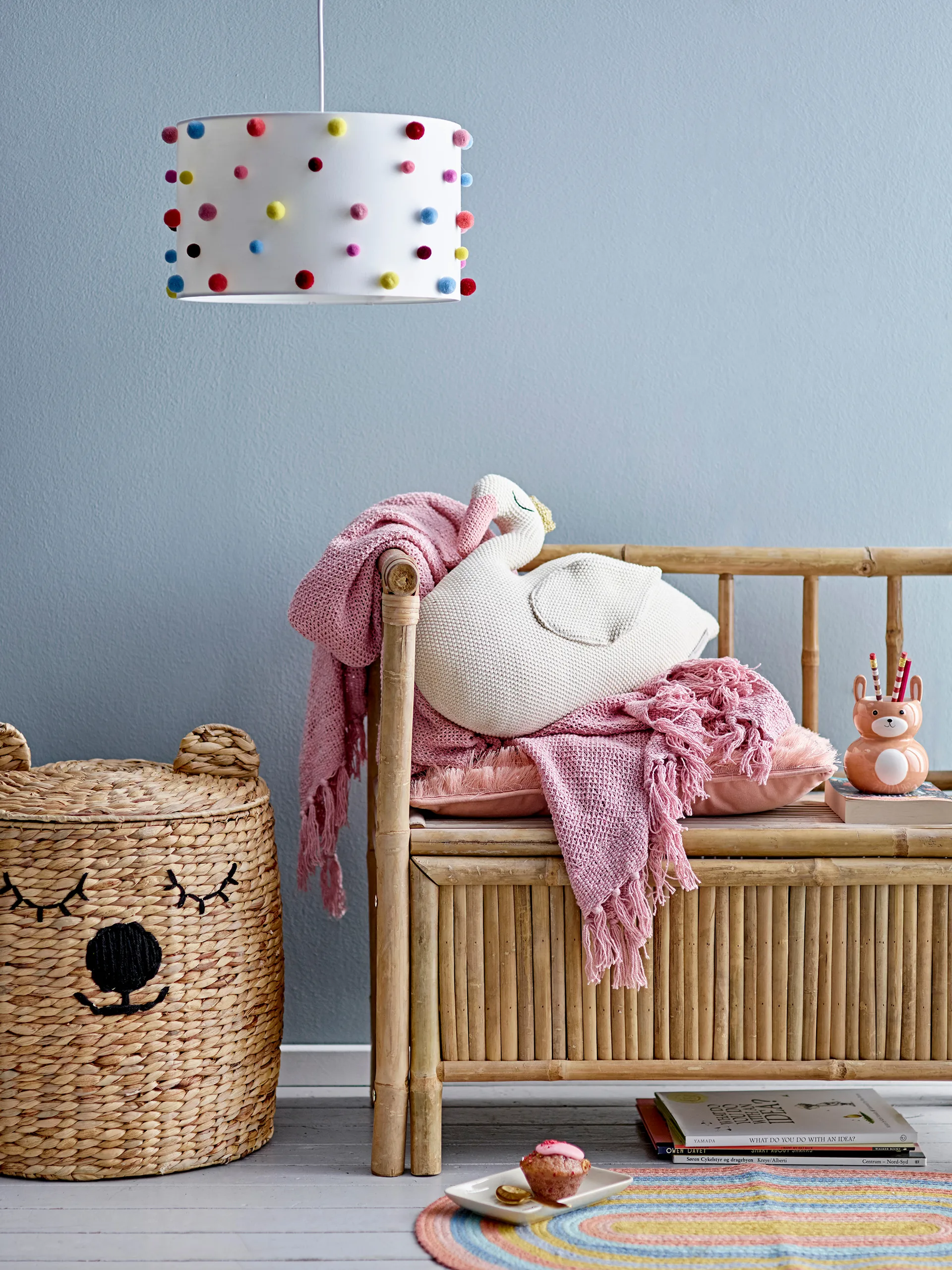 Cesta de armazenamento Dolma com tampa Ø42x50 cm, Natureza Bloomingville