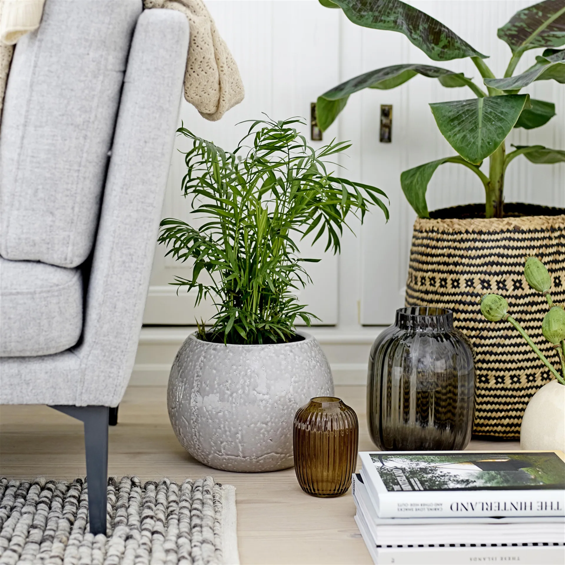 Cesto de arrumação Bloomingville sea grass 2 un., cinza natural Bloomingville