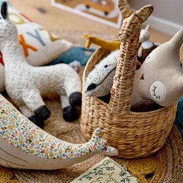 Cesto de arrumação Dinne com girafa - natural - Bloomingville