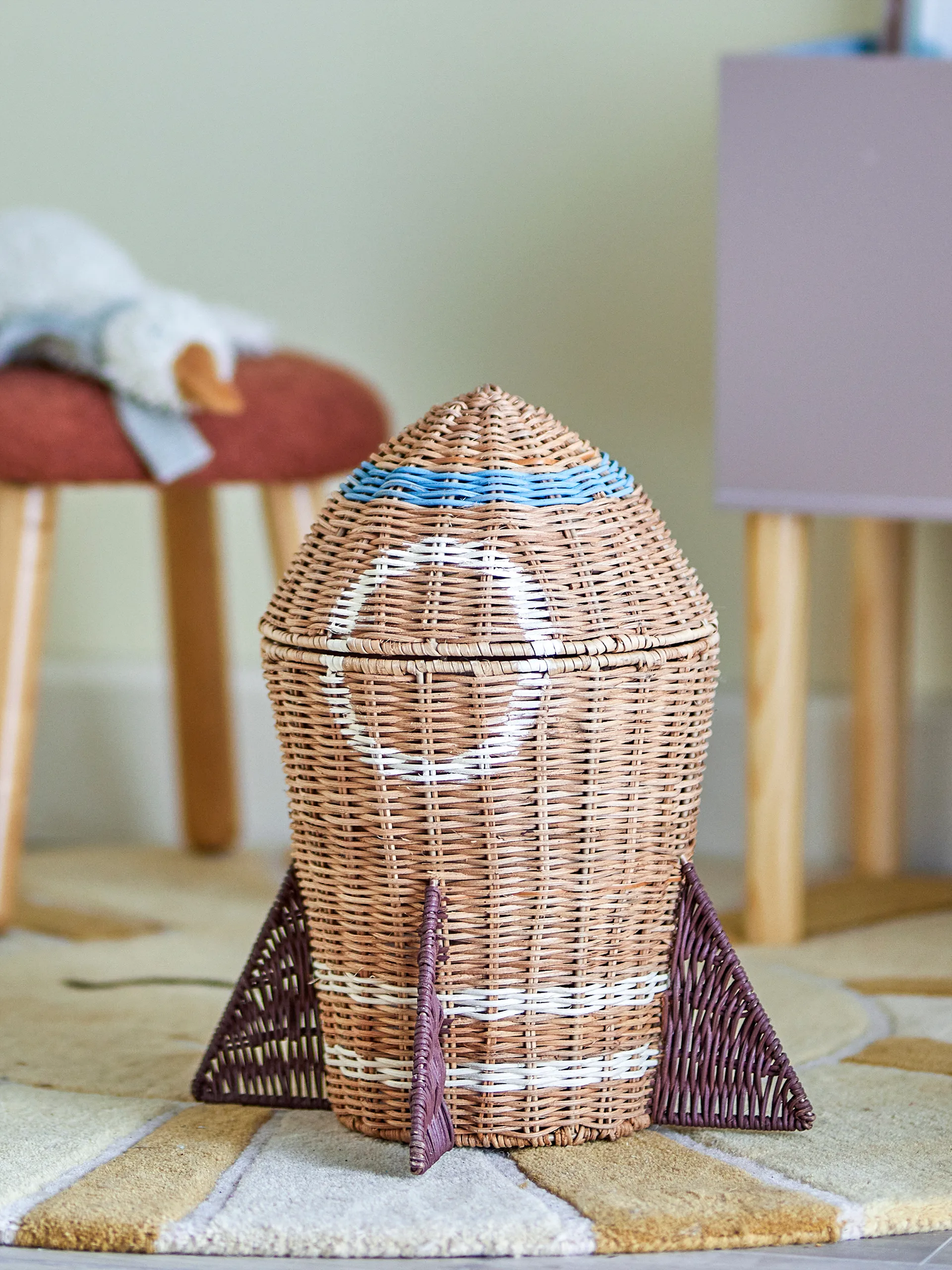 Cesto Space rattan com tampa 31x35 cm, Natural Bloomingville