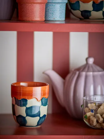 Conjunto de 4 canecas Check - Azul - Bloomingville