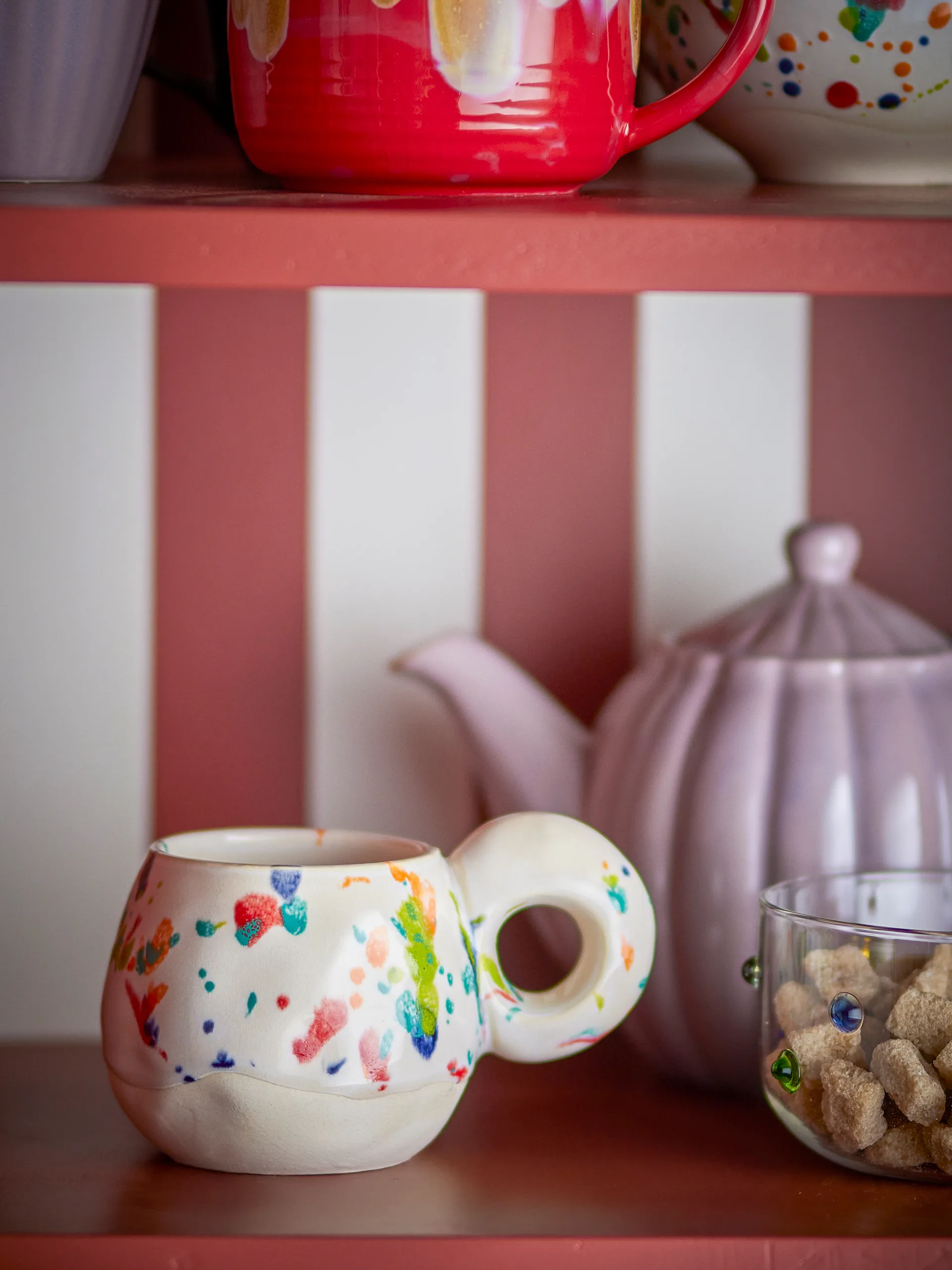 Conjunto de 4 canecas Freckles, Vermelho Bloomingville