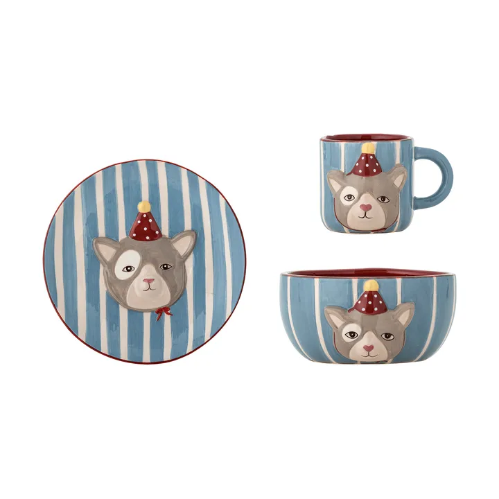 Conjunto de serviço Party - Gato, 3 peças - Bloomingville