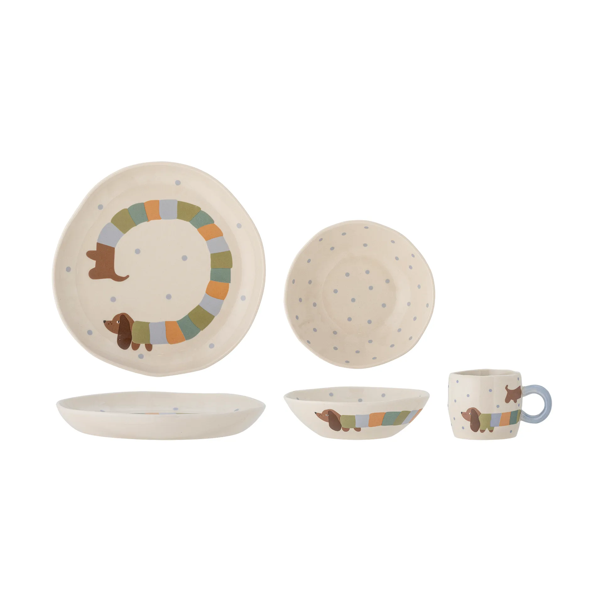 Conjunto de servir Charlie 3 peças, Azul-branco Bloomingville