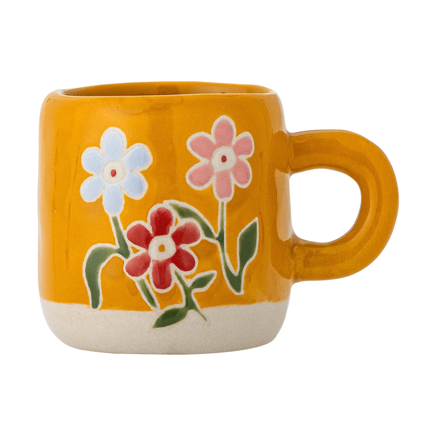 Copo Millie 110 ml, Amarelo, flores Bloomingville
