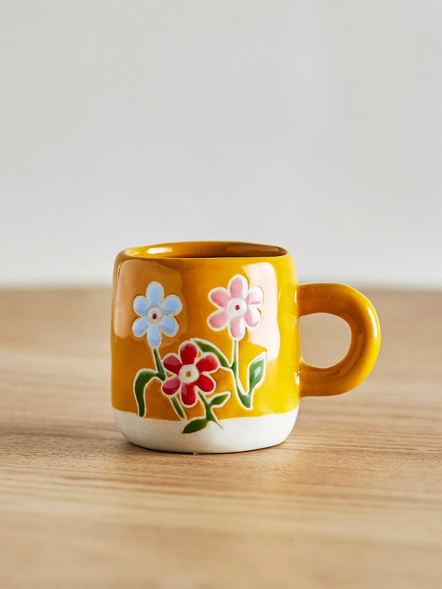 Copo Millie 110 ml, Amarelo, flores Bloomingville
