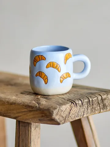 Copo Millie 110 ml - Azul, croissants - Bloomingville
