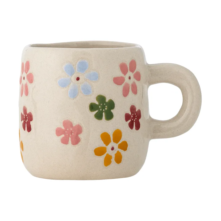 Copo Millie 110 ml - Branco, flores - Bloomingville