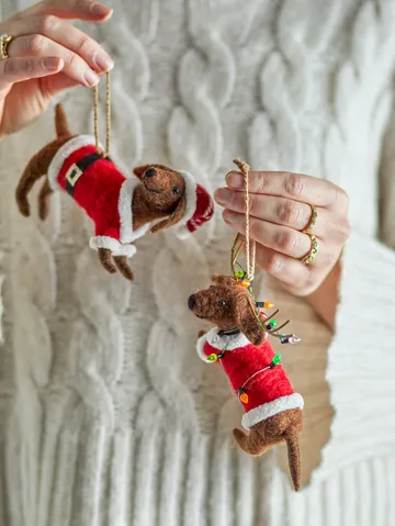 Enfeite de Natal Monty - Marrom-vermelho, 2 peças - Bloomingville