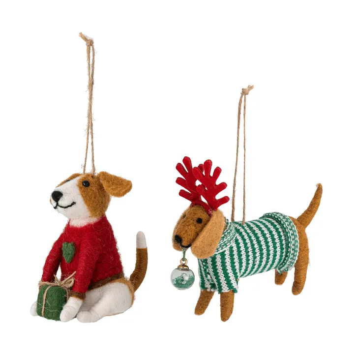 Enfeite de Natal Monty - Vermelho-verde, 2 peças, 12 cm - Bloomingville