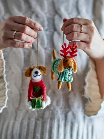 Enfeite de Natal Monty - Vermelho-verde, 2 peças, 12 cm - Bloomingville