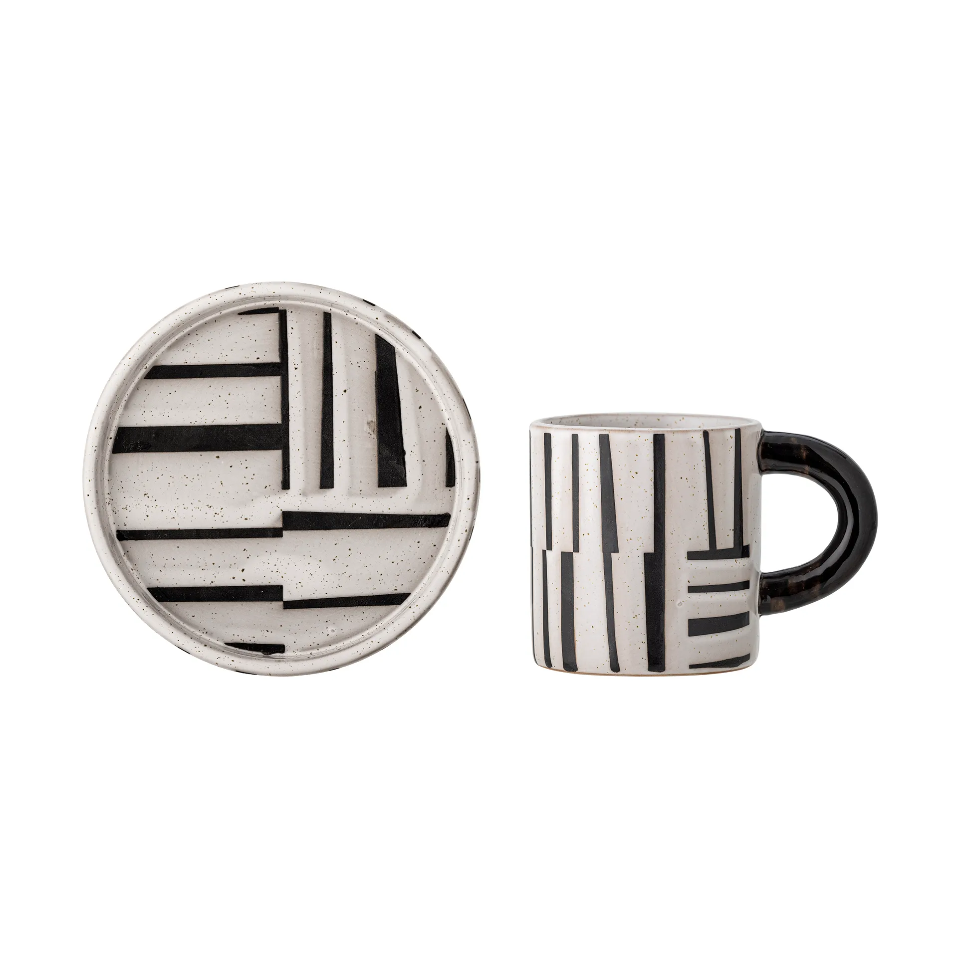 Frankie chávena com pires 30 cl, Preto-branco Bloomingville