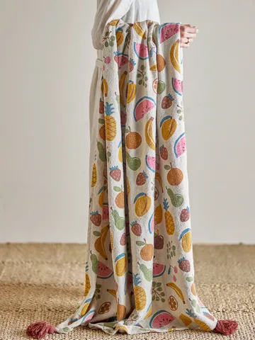 Fruitta manta de algodão 160x130 cm - Amarelo - Bloomingville