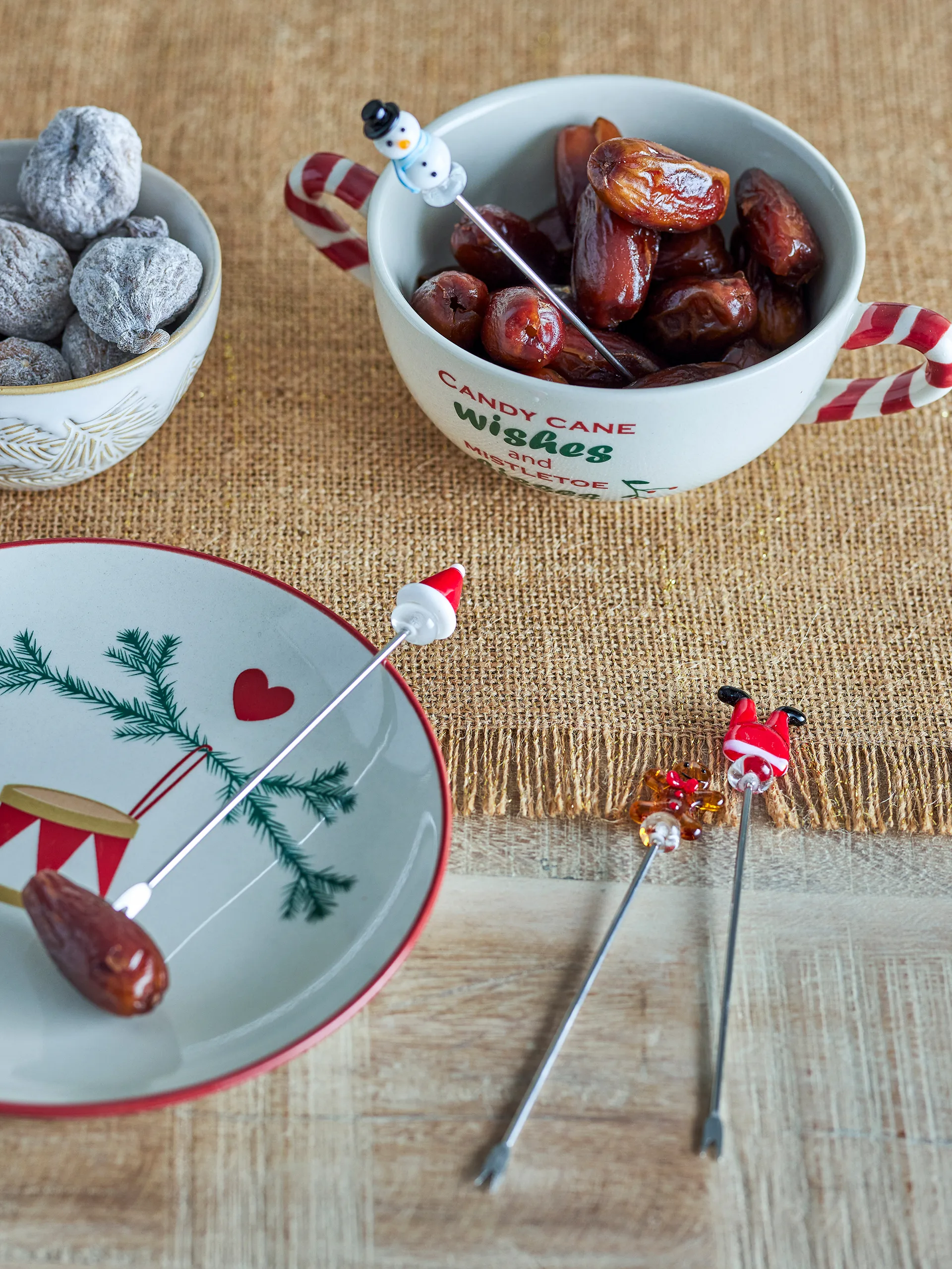 Garfo de coquetel Feliz 4 peças, Branco-vermelho Bloomingville