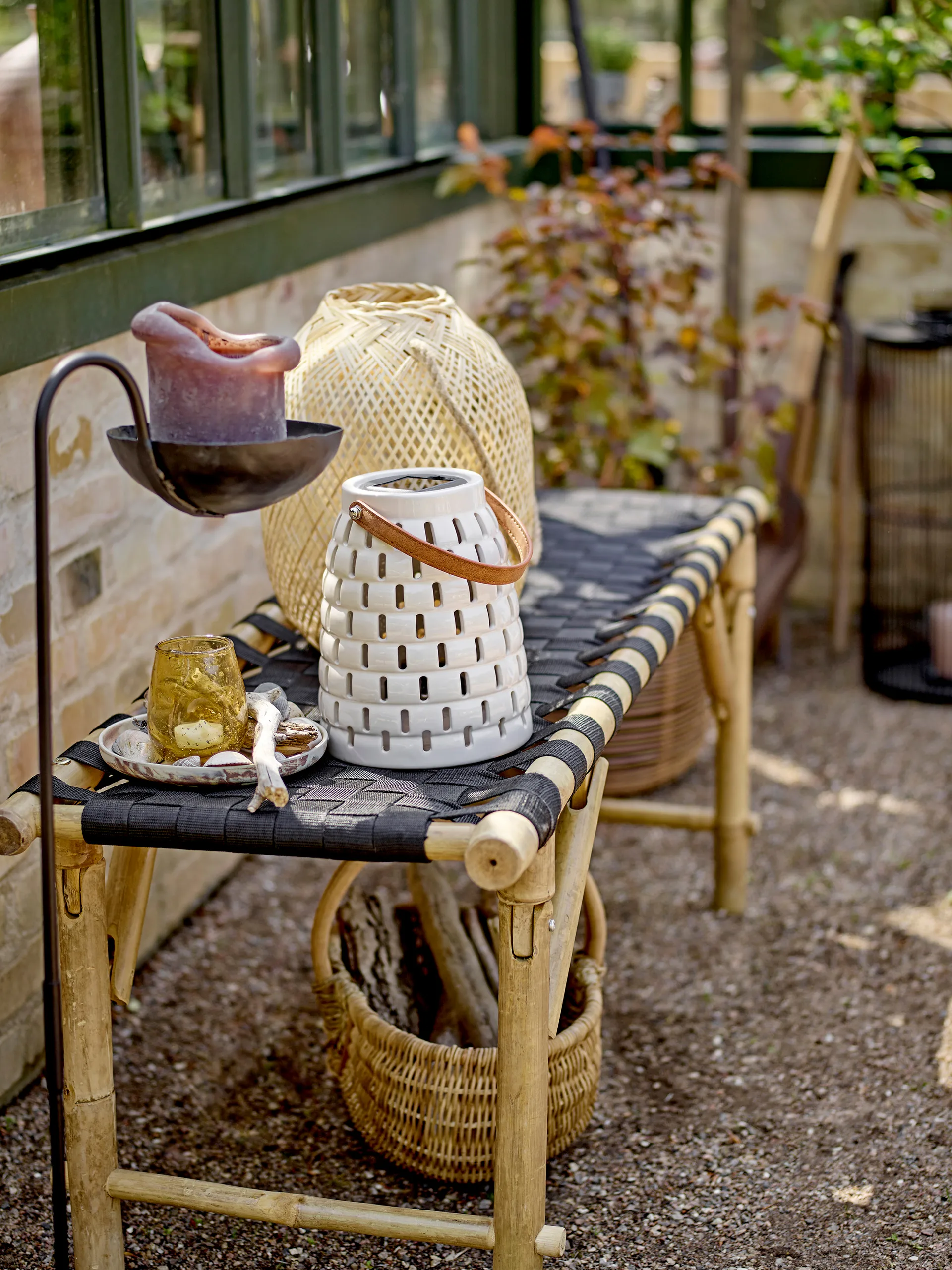 Lanterna lâmpada solar Trellis 20,5 cm, Natural Bloomingville