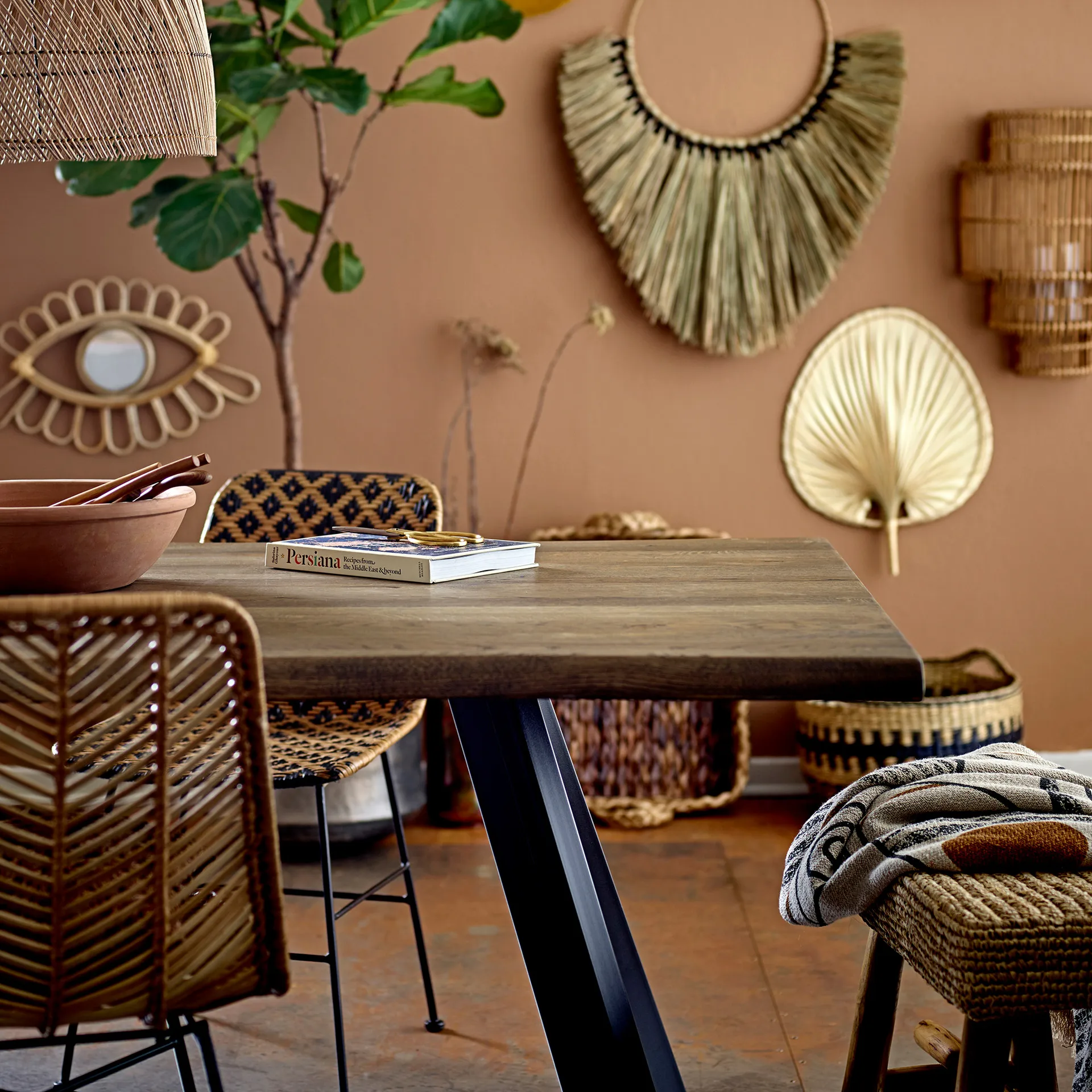 Manta com padrão Bloomingville 130x160 cm, preto Bloomingville