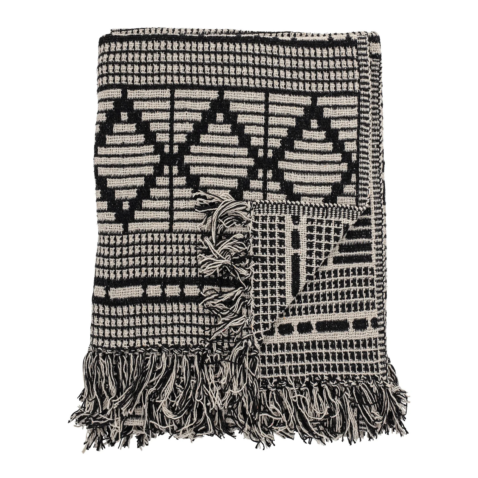 Manta de algodão reciclado Bloomingville 130x160 cm, preto Bloomingville