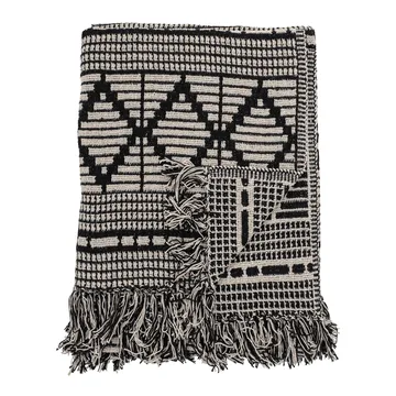 Manta de algodão reciclado Bloomingville 130x160 cm - preto - Bloomingville