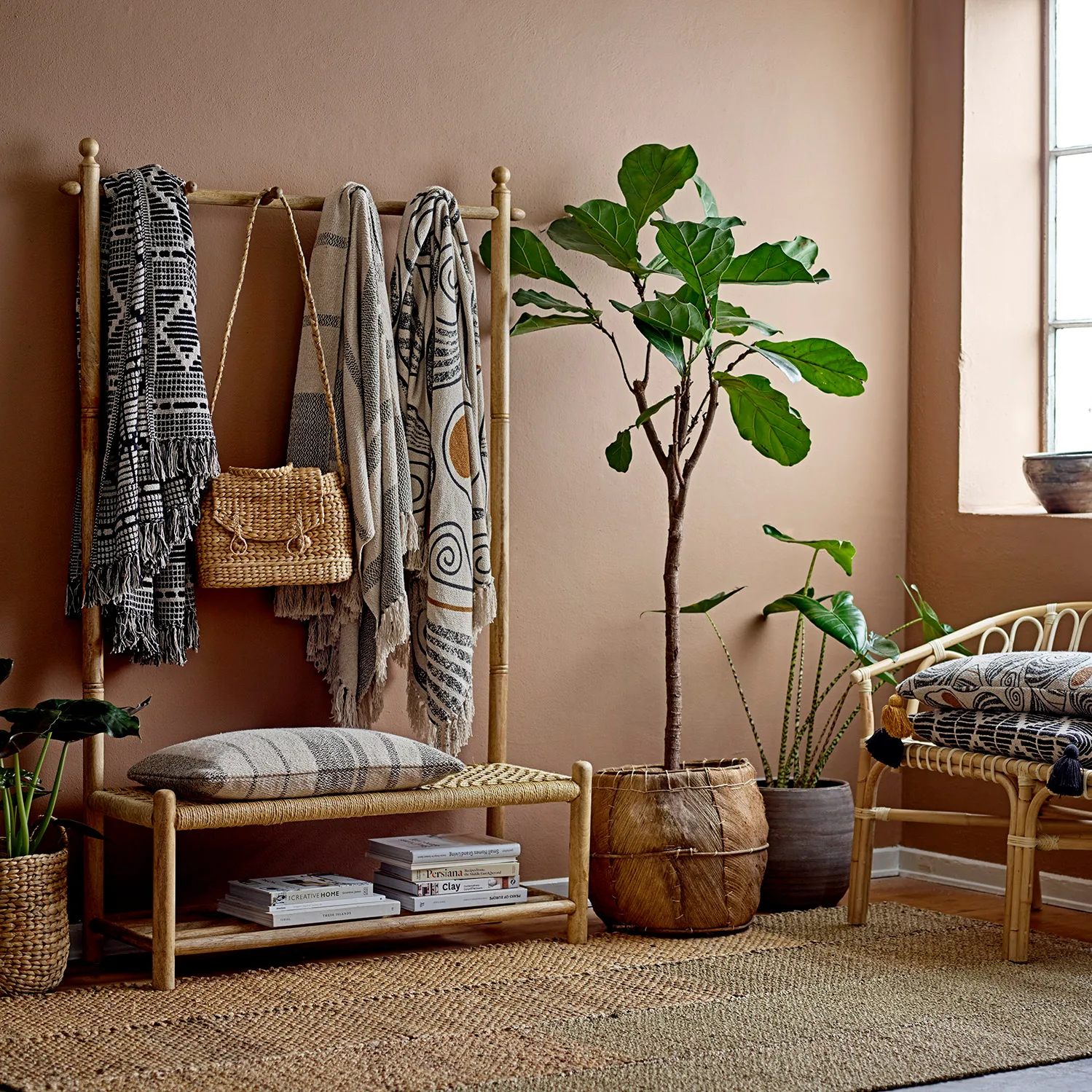 Manta de algodão reciclado Bloomingville 130x160 cm, preto Bloomingville