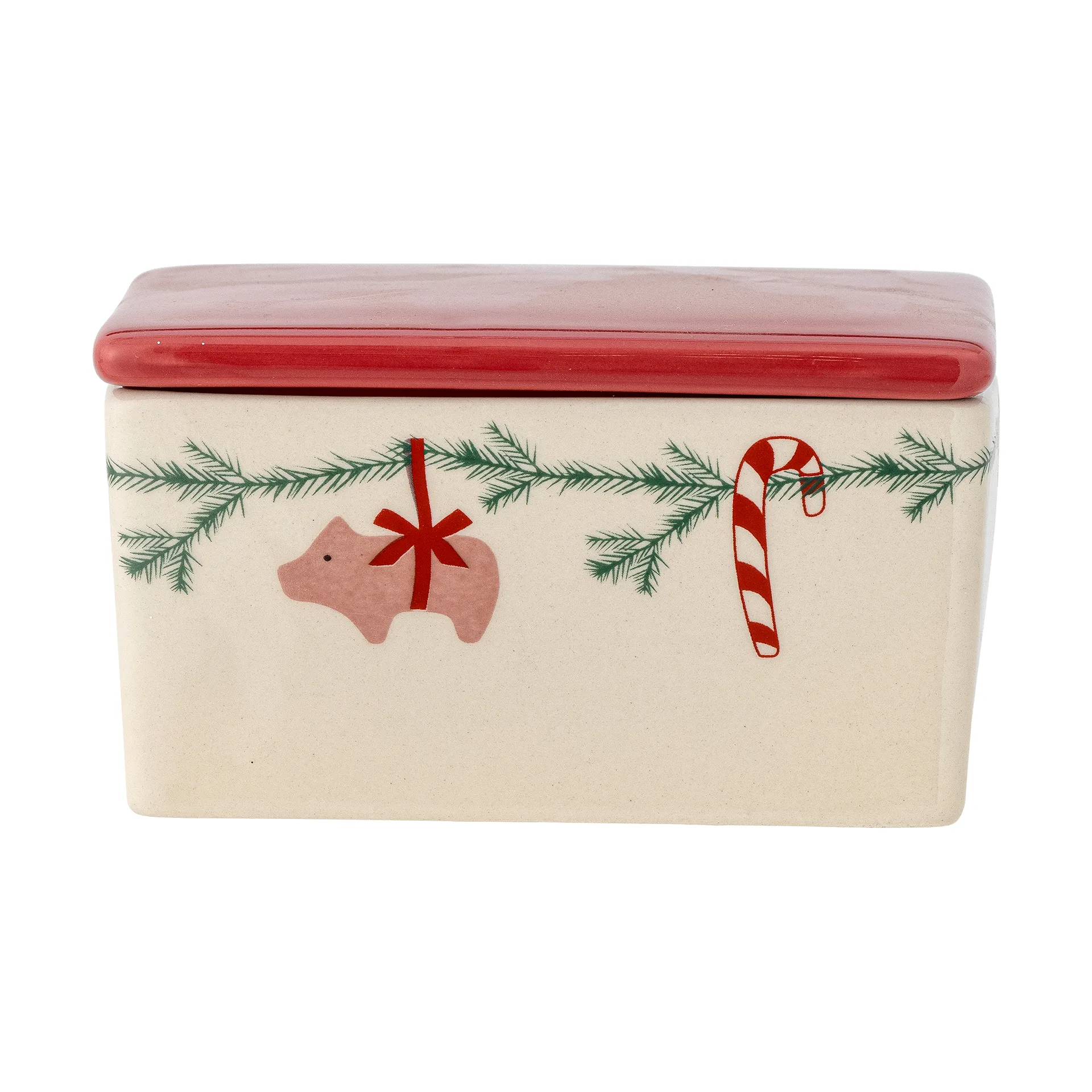 Manteigueira Yule 12,5x7 cm, Branco-vermelho Bloomingville