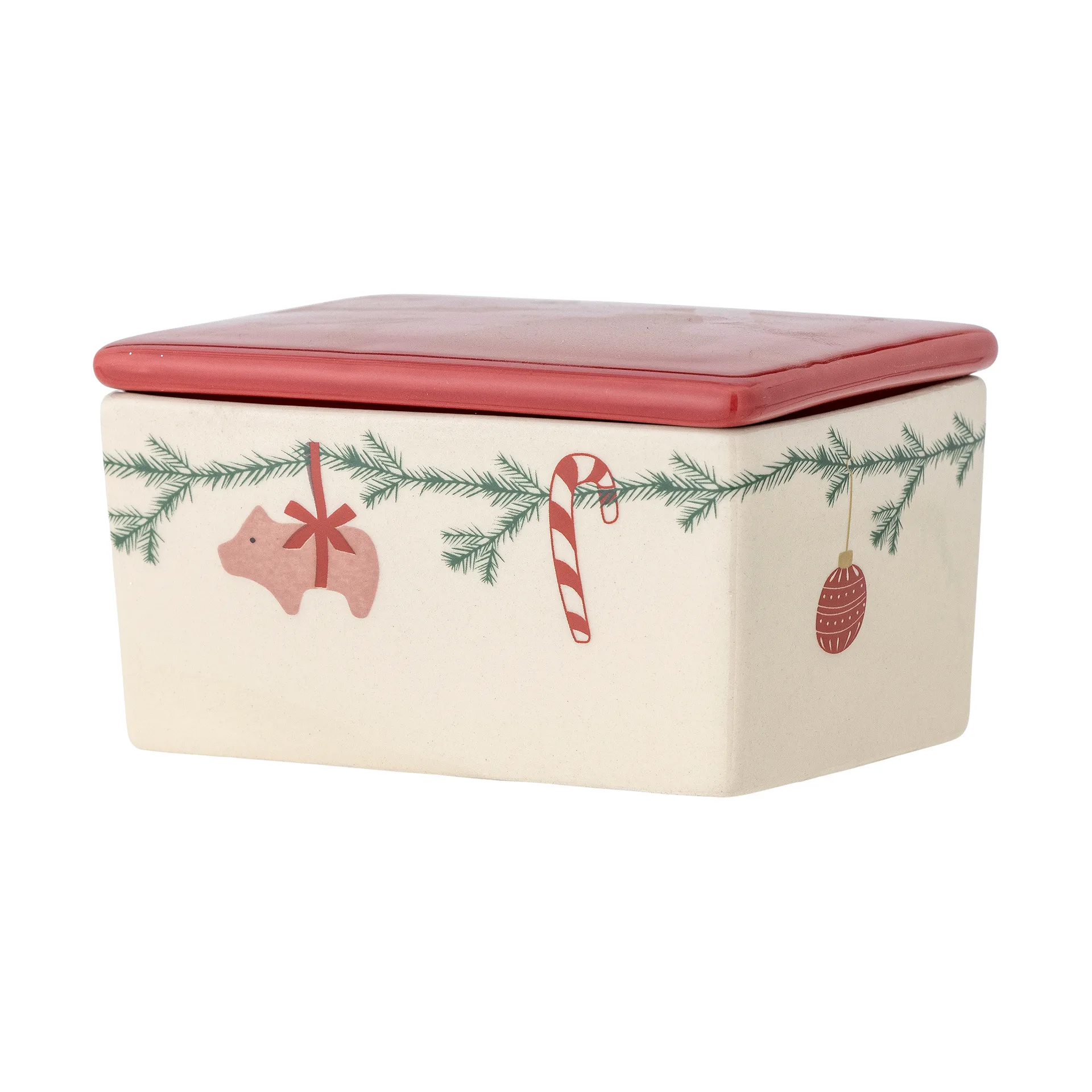 Manteigueira Yule 12,5x7 cm, Branco-vermelho Bloomingville
