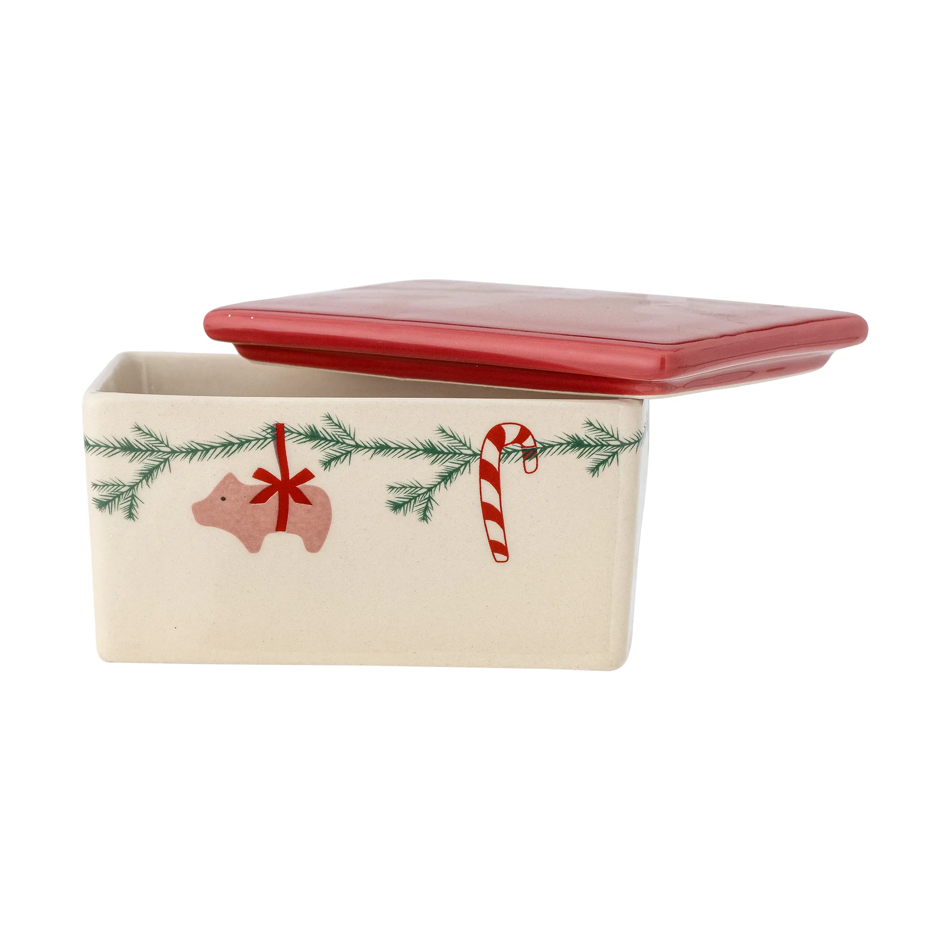 Manteigueira Yule 12,5x7 cm, Branco-vermelho Bloomingville