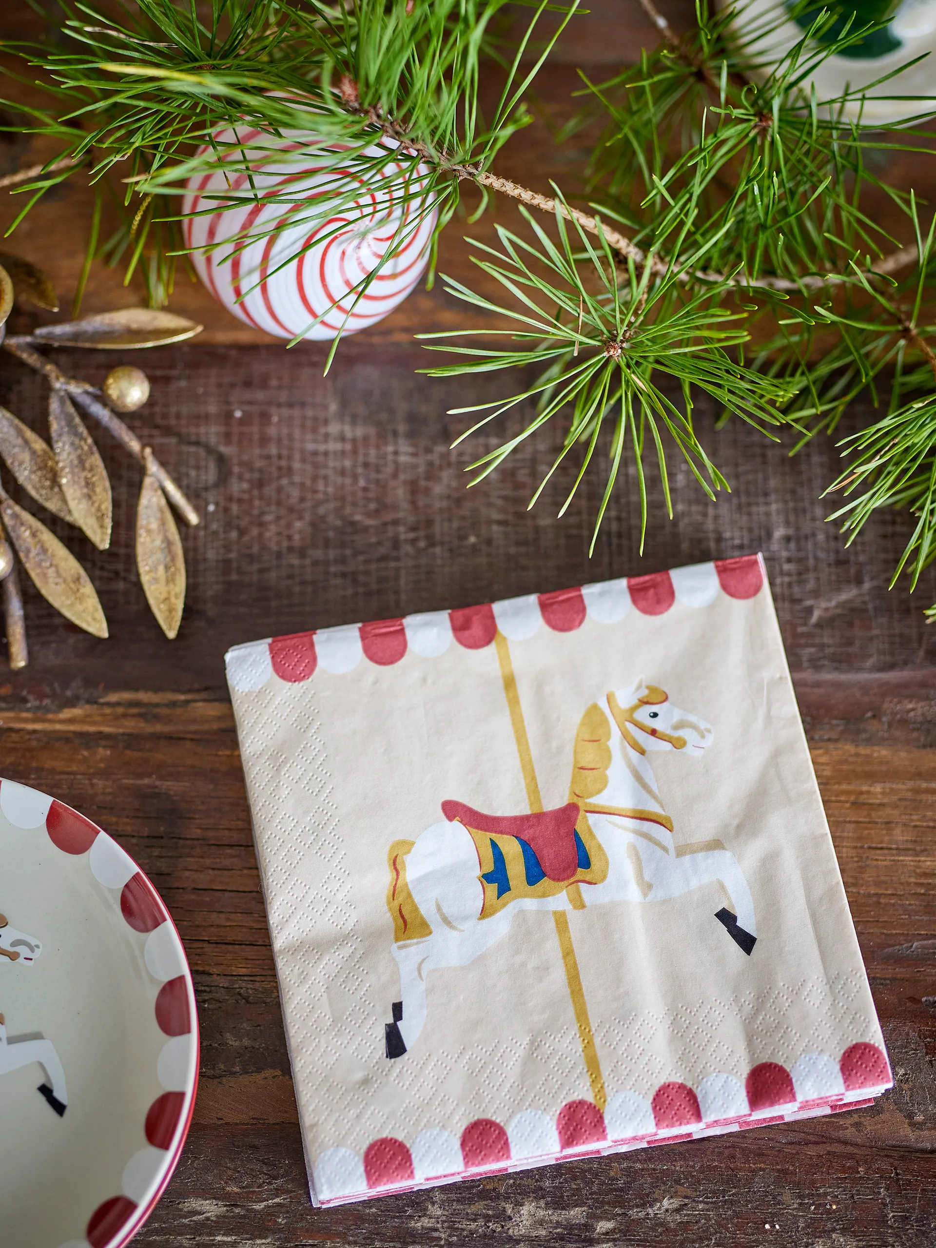 Merry-go-round guardanapo 33x33 cm 20 unidades, Natural Bloomingville