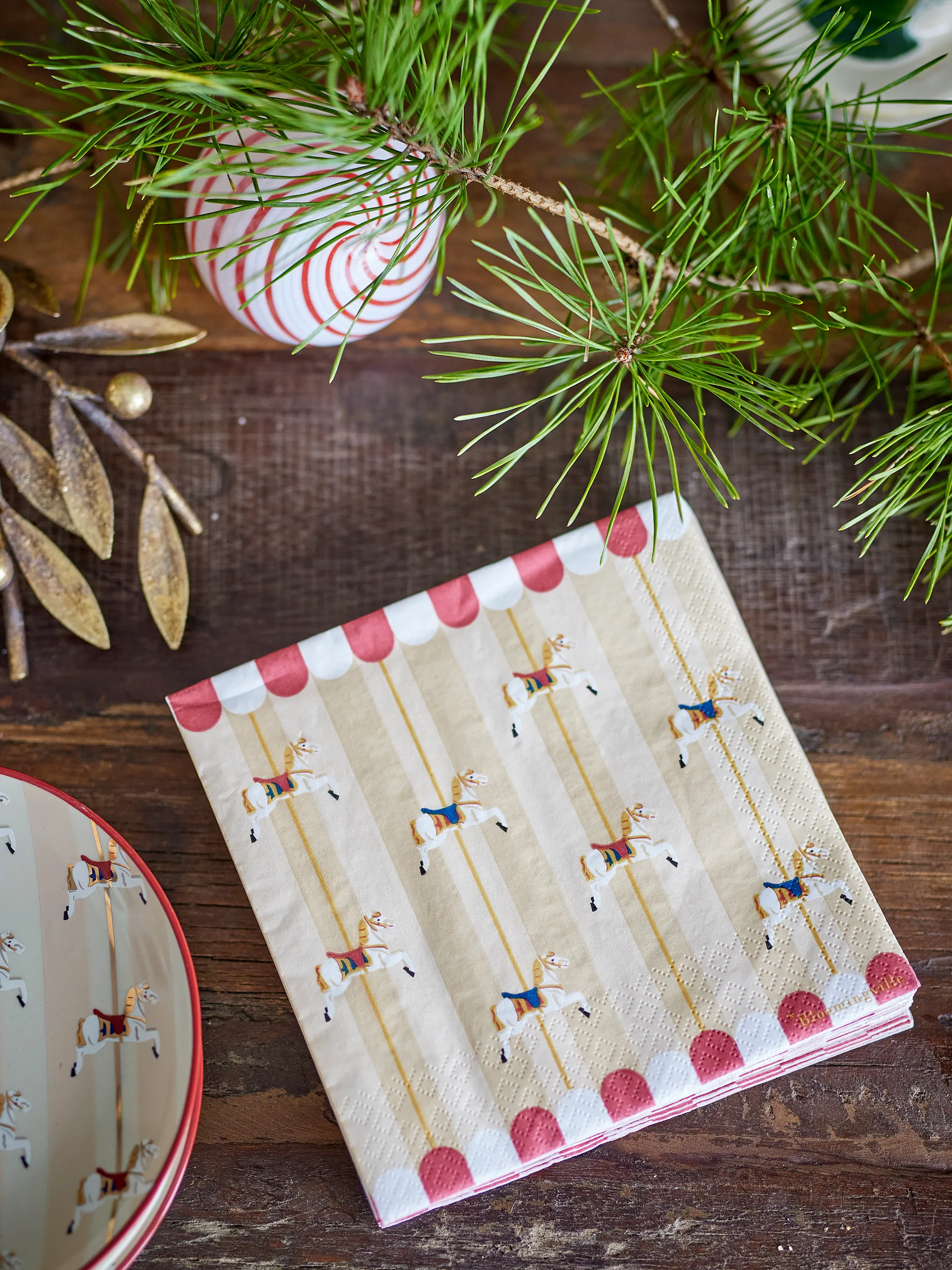 Merry-go-round guardanapo 33x33 cm 20 unidades, Natural Bloomingville