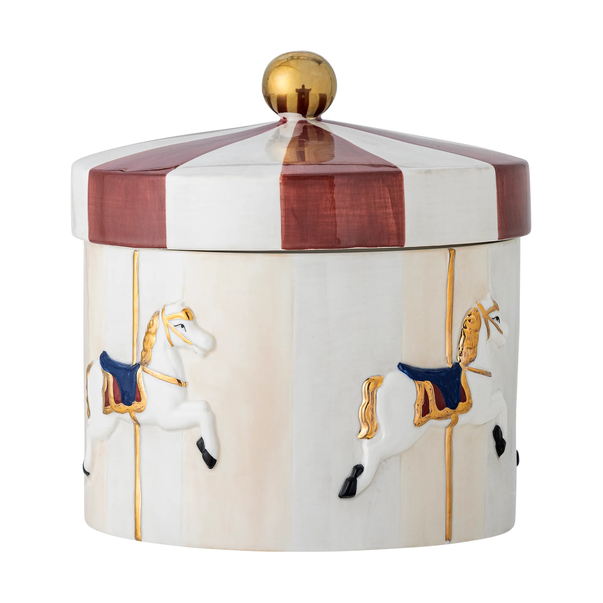Merry-go-round pote com tampa Ø19,5x20,5 cm, Vermelho-branco Bloomingville