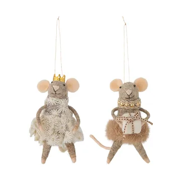 Peo enfeite de lã para a árvore de Natal 2 peças - Castanho - Bloomingville