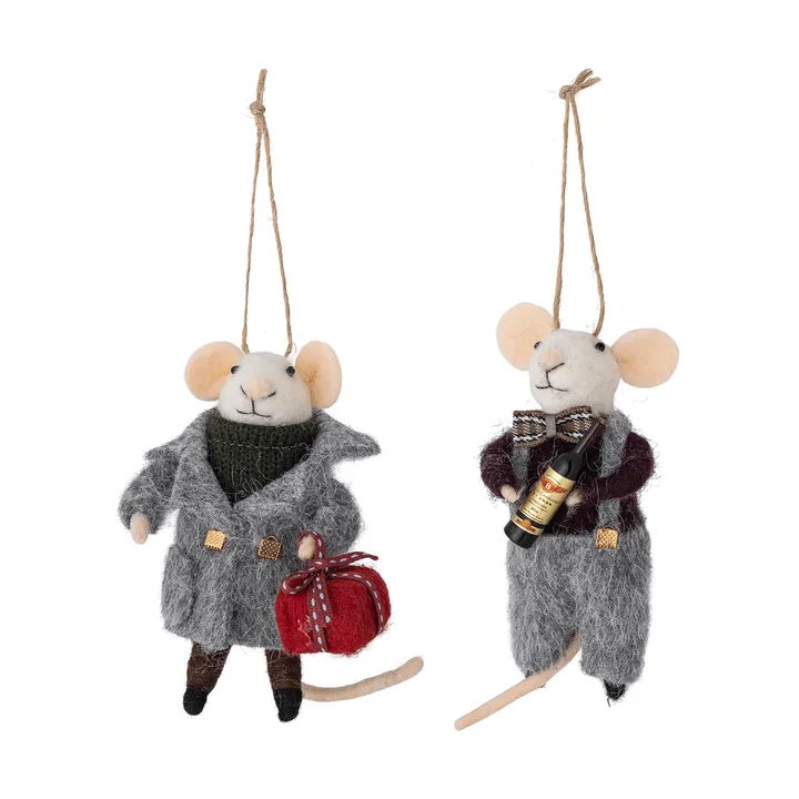Peo enfeite de lã para a árvore de Natal 2 peças - Cinzento-preto, 11 cm - Bloomingville