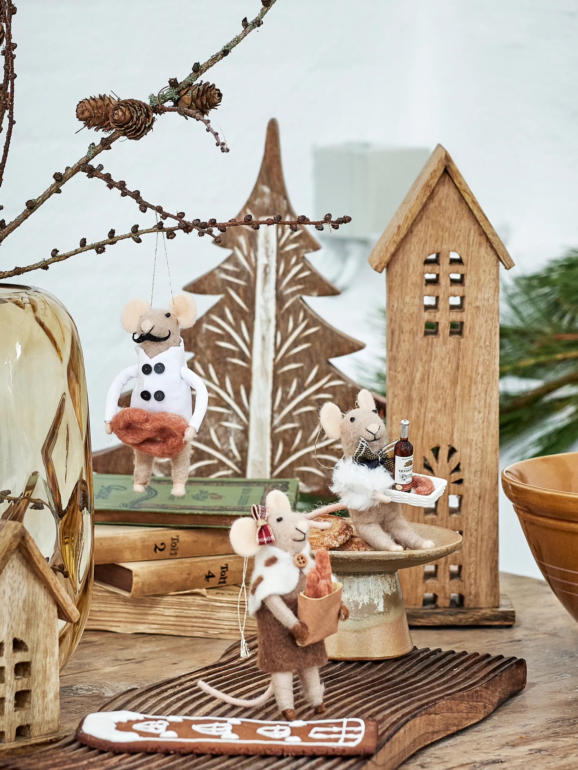 Peo enfeite de lã para a árvore de Natal 2 peças, Natural Bloomingville