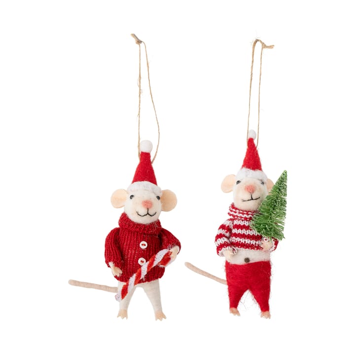 Peo enfeite de lã para a árvore de Natal 2 peças - Rato de natal - Bloomingville