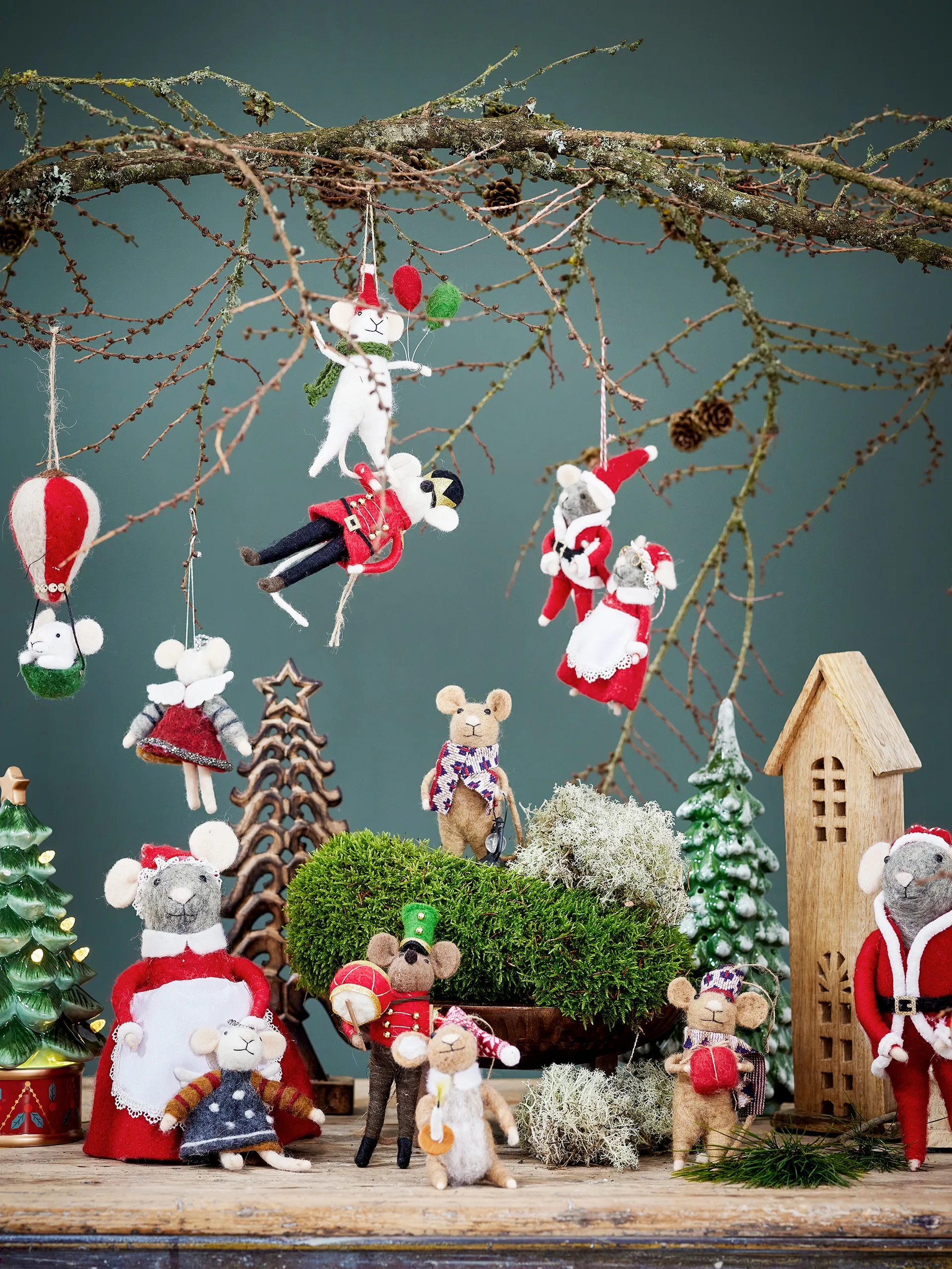 Peo enfeite de lã para a árvore de Natal 2 peças, Vermelho Bloomingville