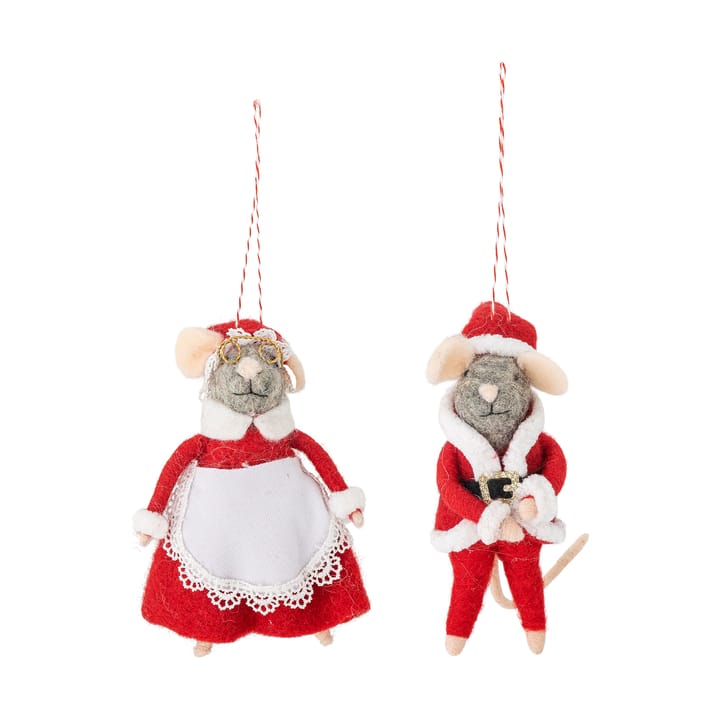 Peo enfeite de lã para a árvore de Natal 2 peças - Vermelho - Bloomingville