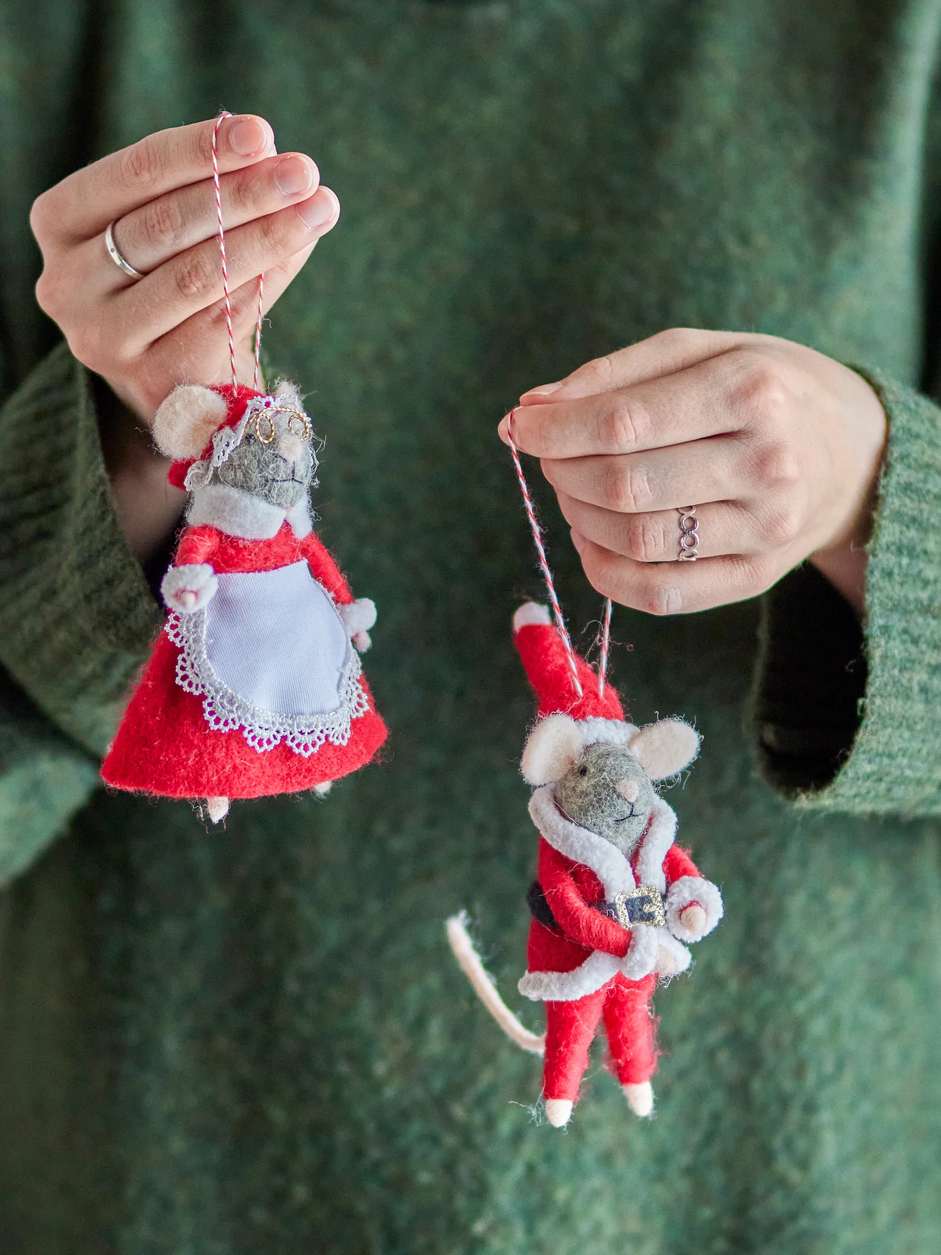 Peo enfeite de lã para a árvore de Natal 2 peças, Vermelho Bloomingville