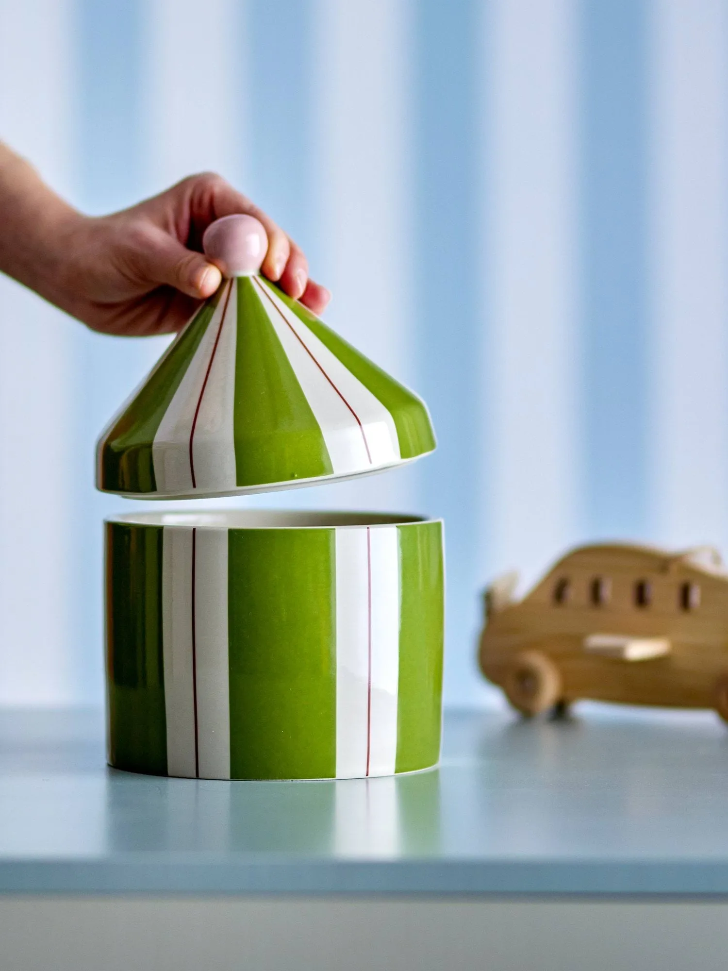 Pote Cimmi com tampa, Verde Bloomingville