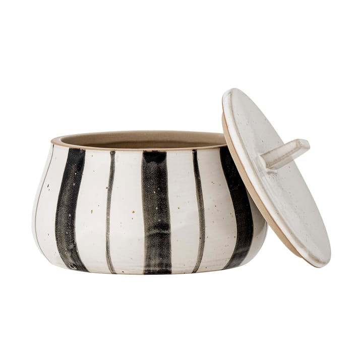 Pote com tampa Marita Ø12 cm, Preto-branco  Bloomingville