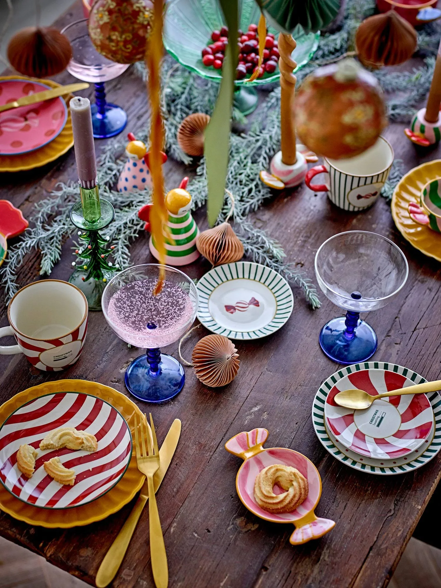 Prato de sobremesa Yule, Vermelho-verde, 2 peças, Ø12,5 cm Bloomingville