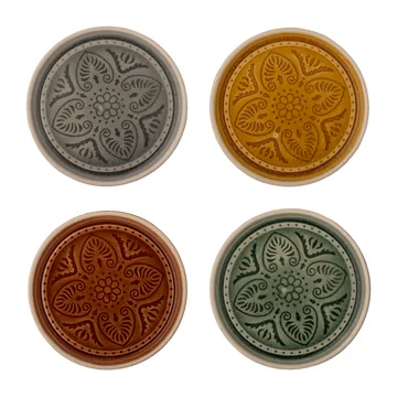 Prato Rani Ø11 cm, conjunto de 4 - cinza-amarelo-castanho-verde - Bloomingville