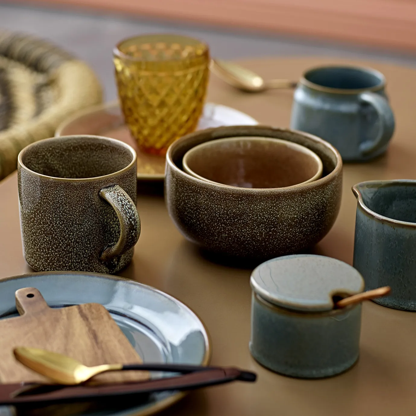 Recipiente com tampa e colher Pixie , verde Bloomingville