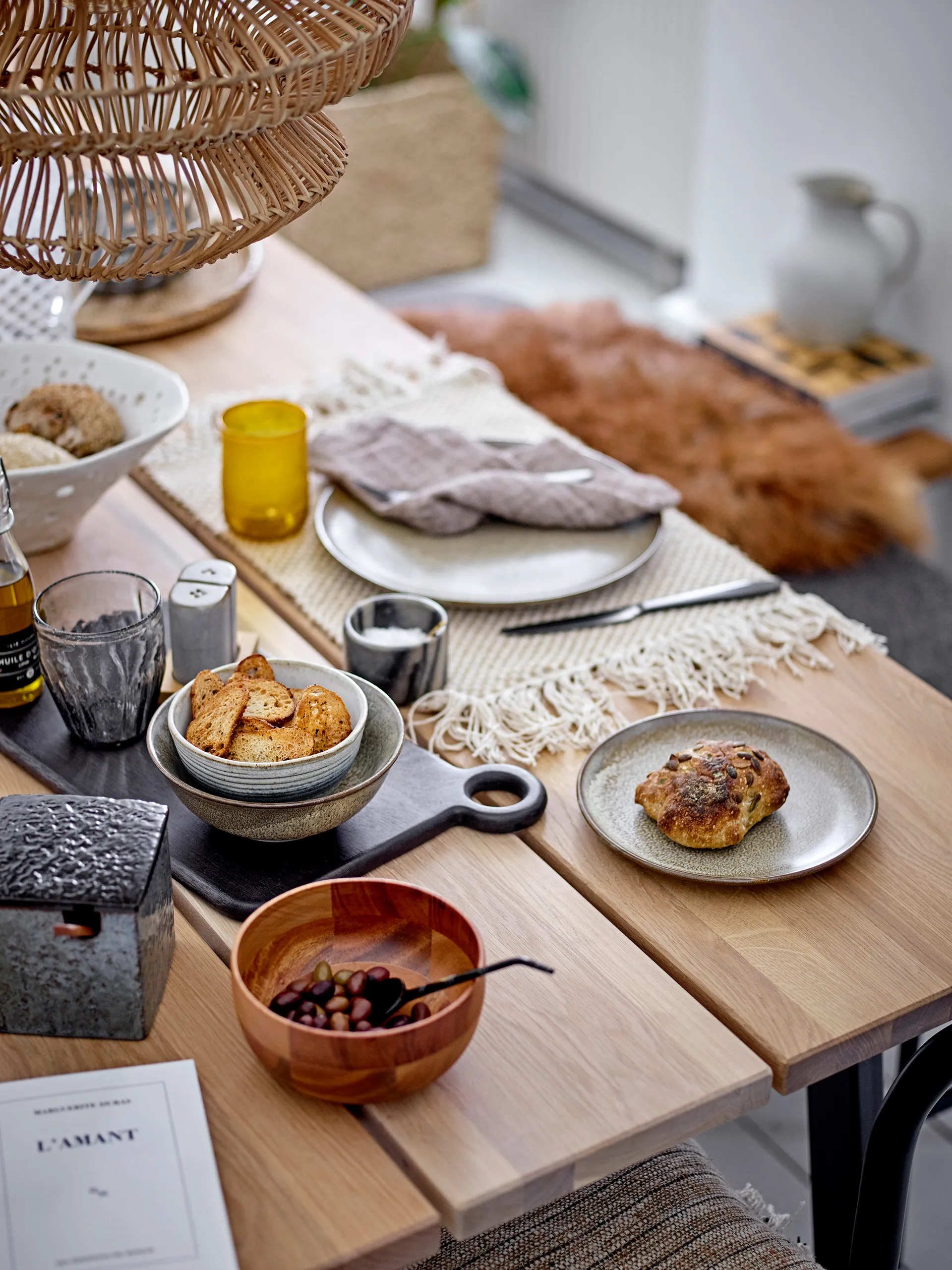 Saleiro e pimenteiro Josefine com pires, cinza Bloomingville