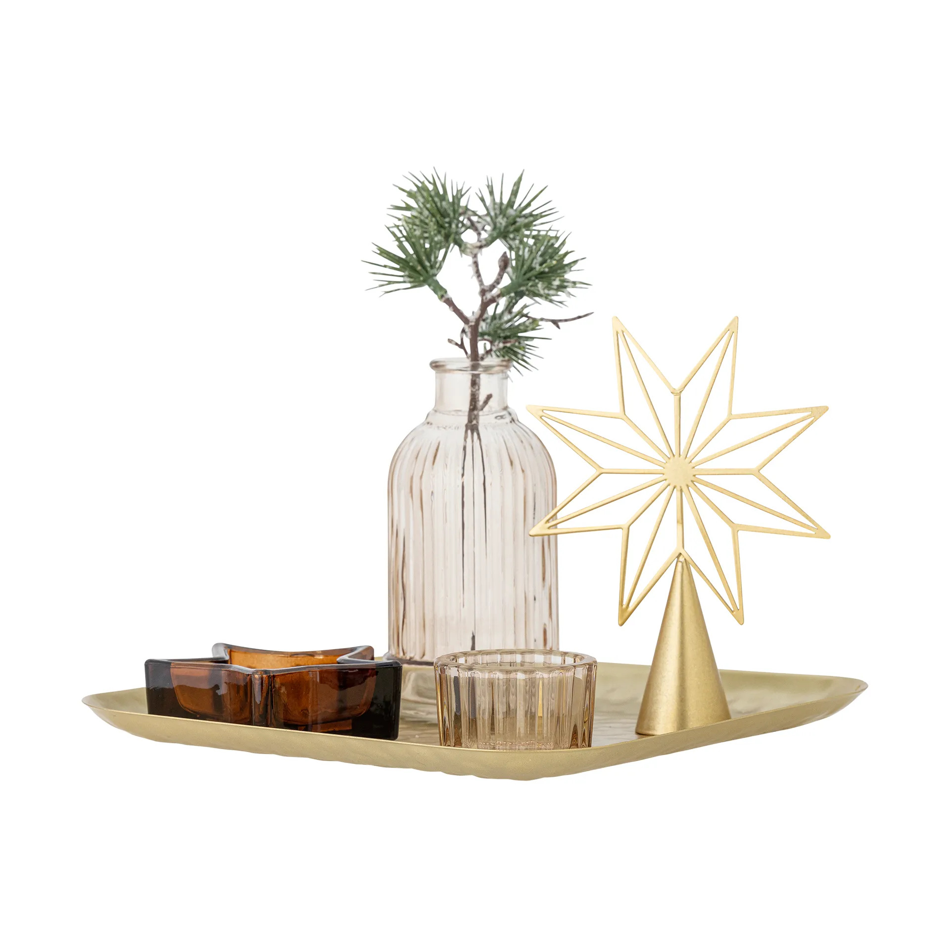 Sanga tabuleiro com objetos decorativos 6 peças, Ouro Bloomingville