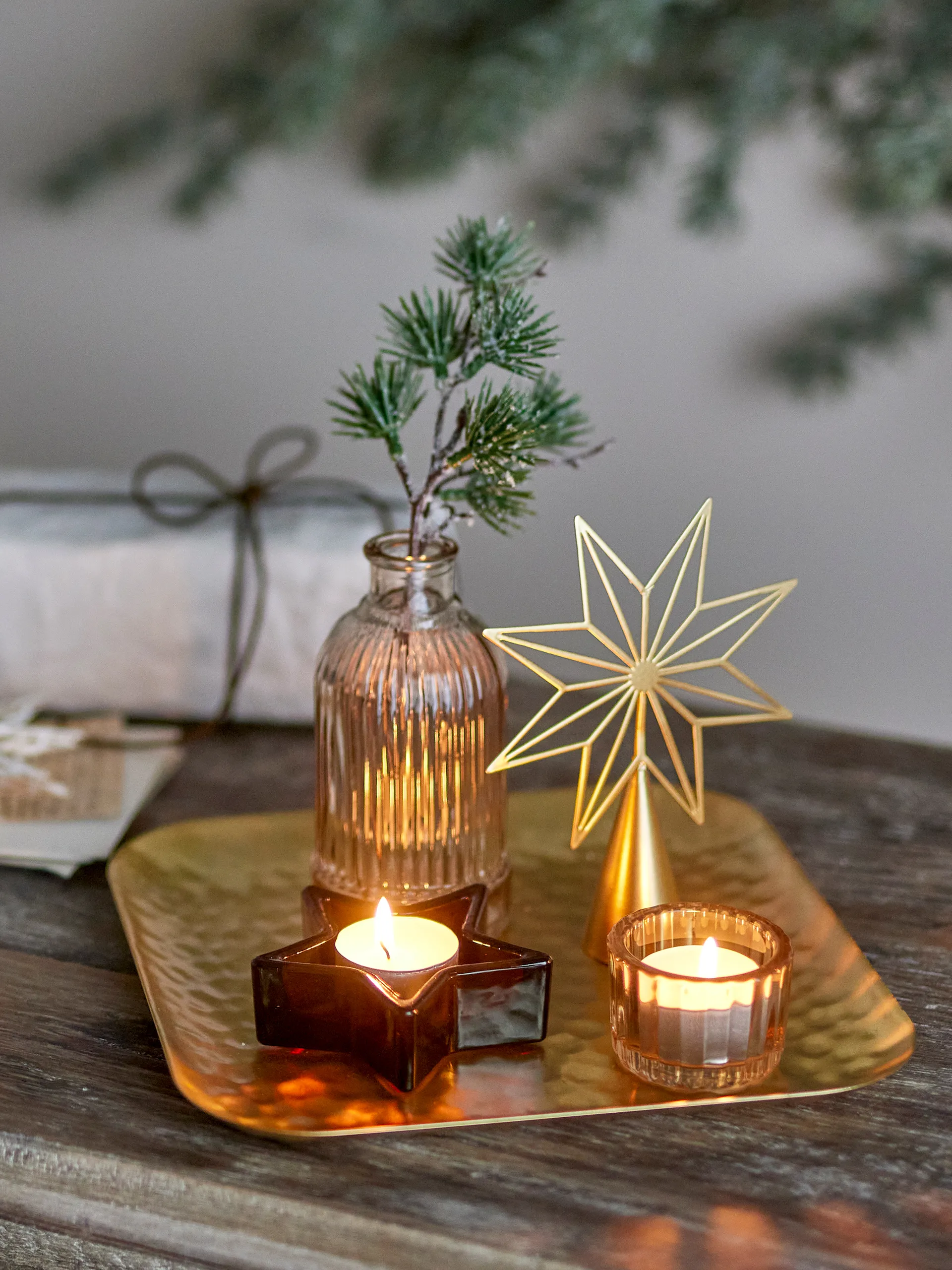 Sanga tabuleiro com objetos decorativos 6 peças, Ouro Bloomingville