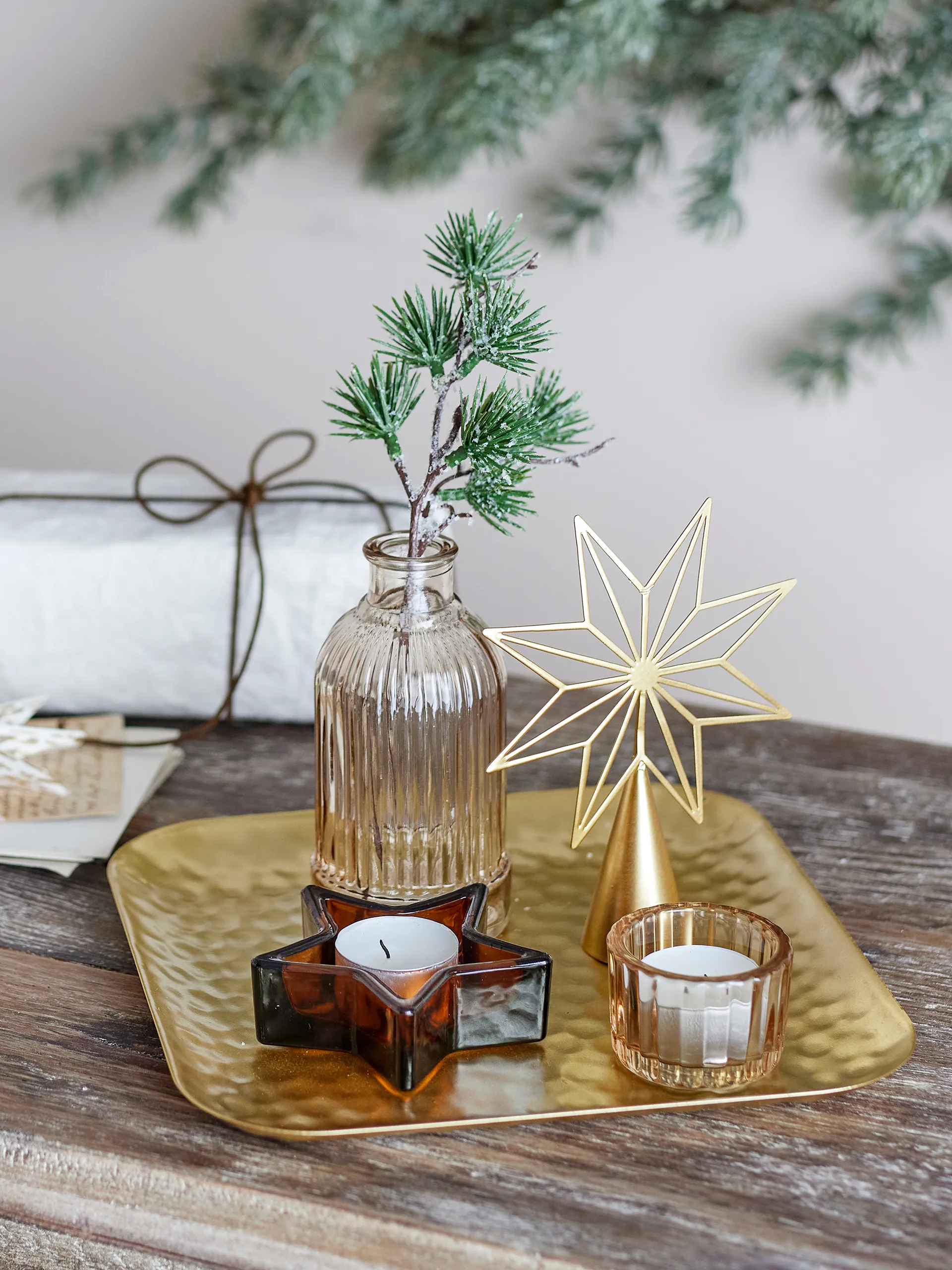 Sanga tabuleiro com objetos decorativos 6 peças, Ouro Bloomingville