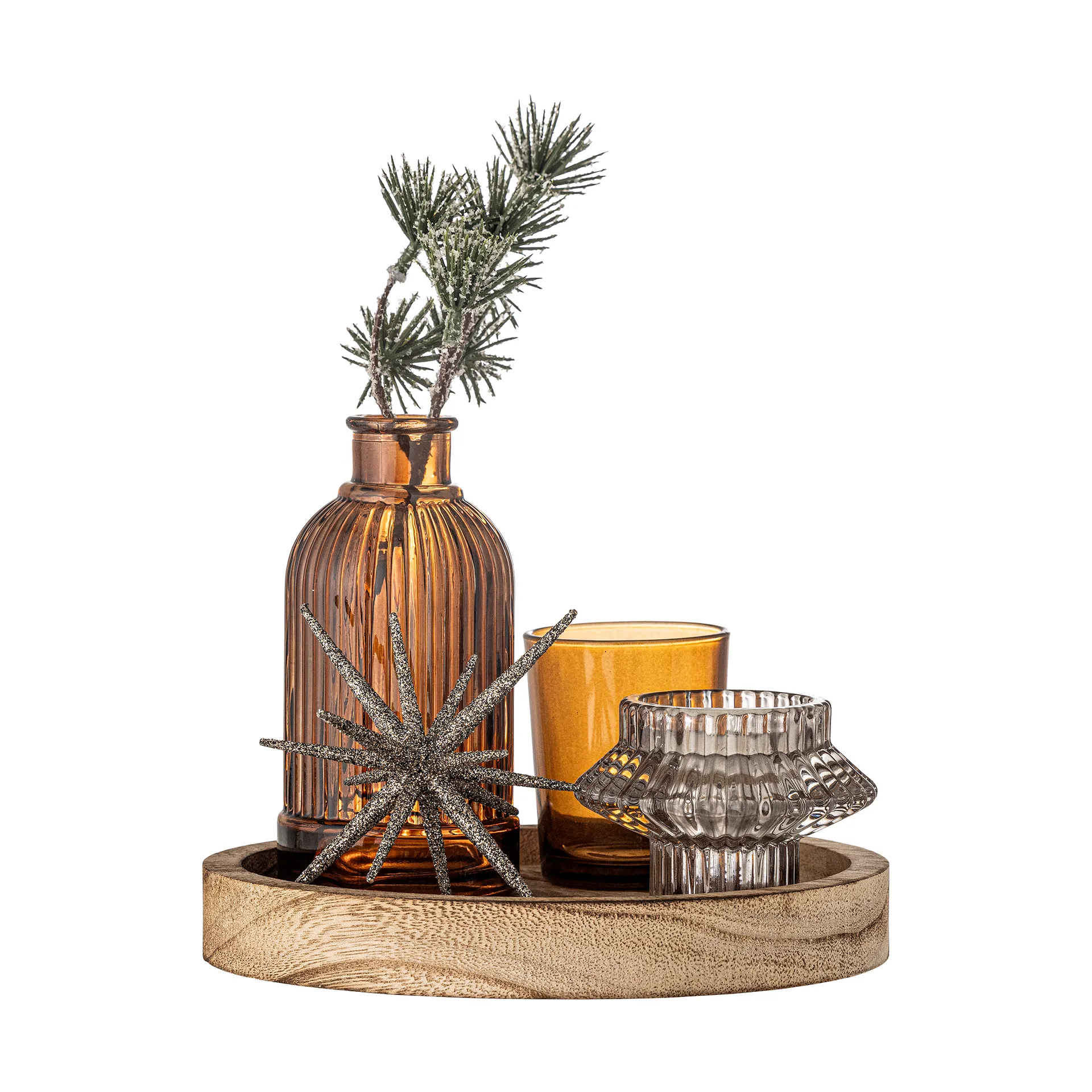 Sanga tabuleiro redondo com objetos decorativos 6 peças, Ouro Bloomingville