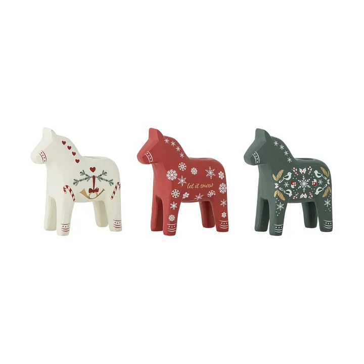 Siffer ljusstake - Branco-vermelho-verde, 3 peças, 10 cm - Bloomingville