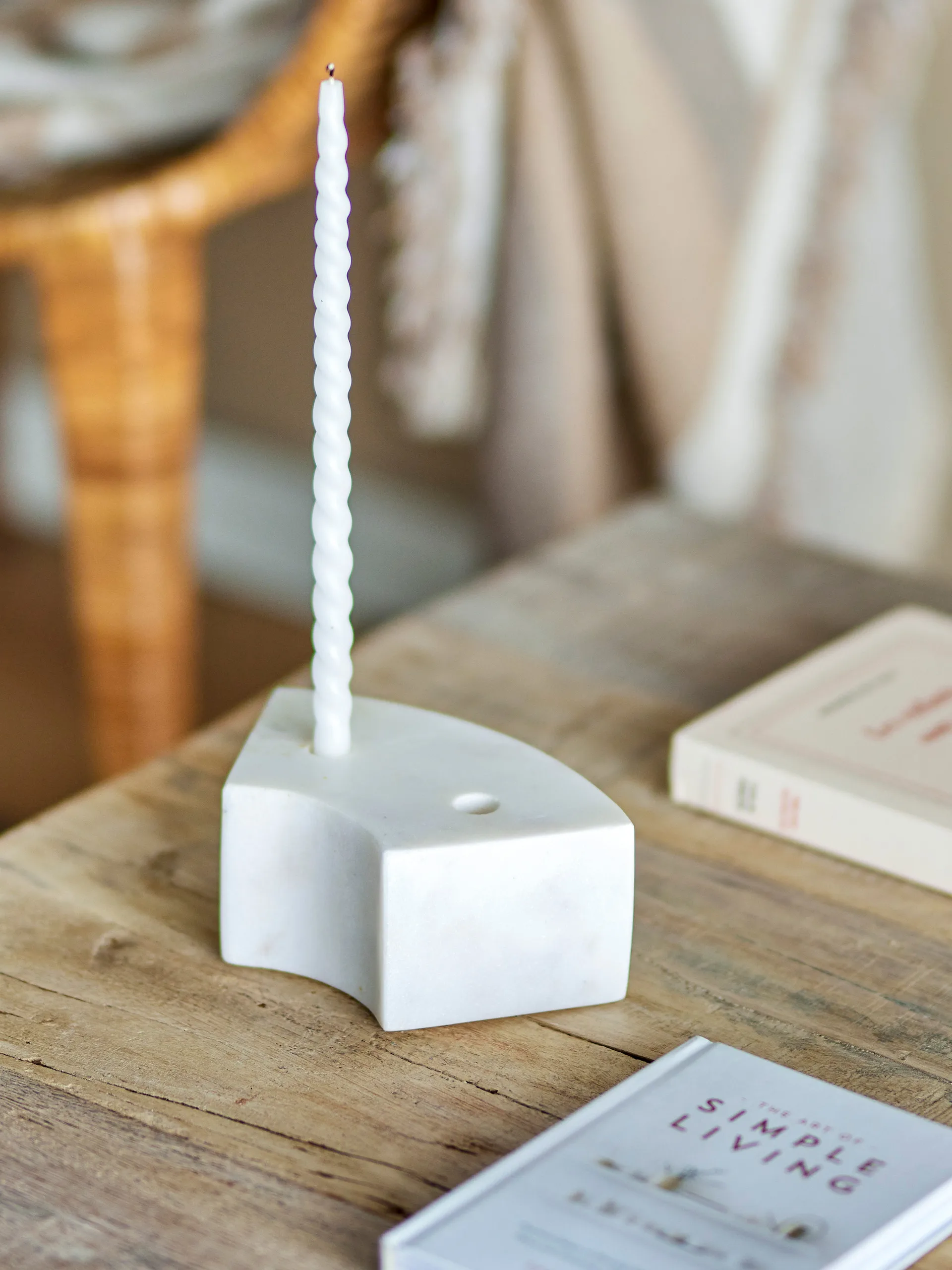 Suporte de velas Florida 14,5x6x7,5 cm, White marble Bloomingville