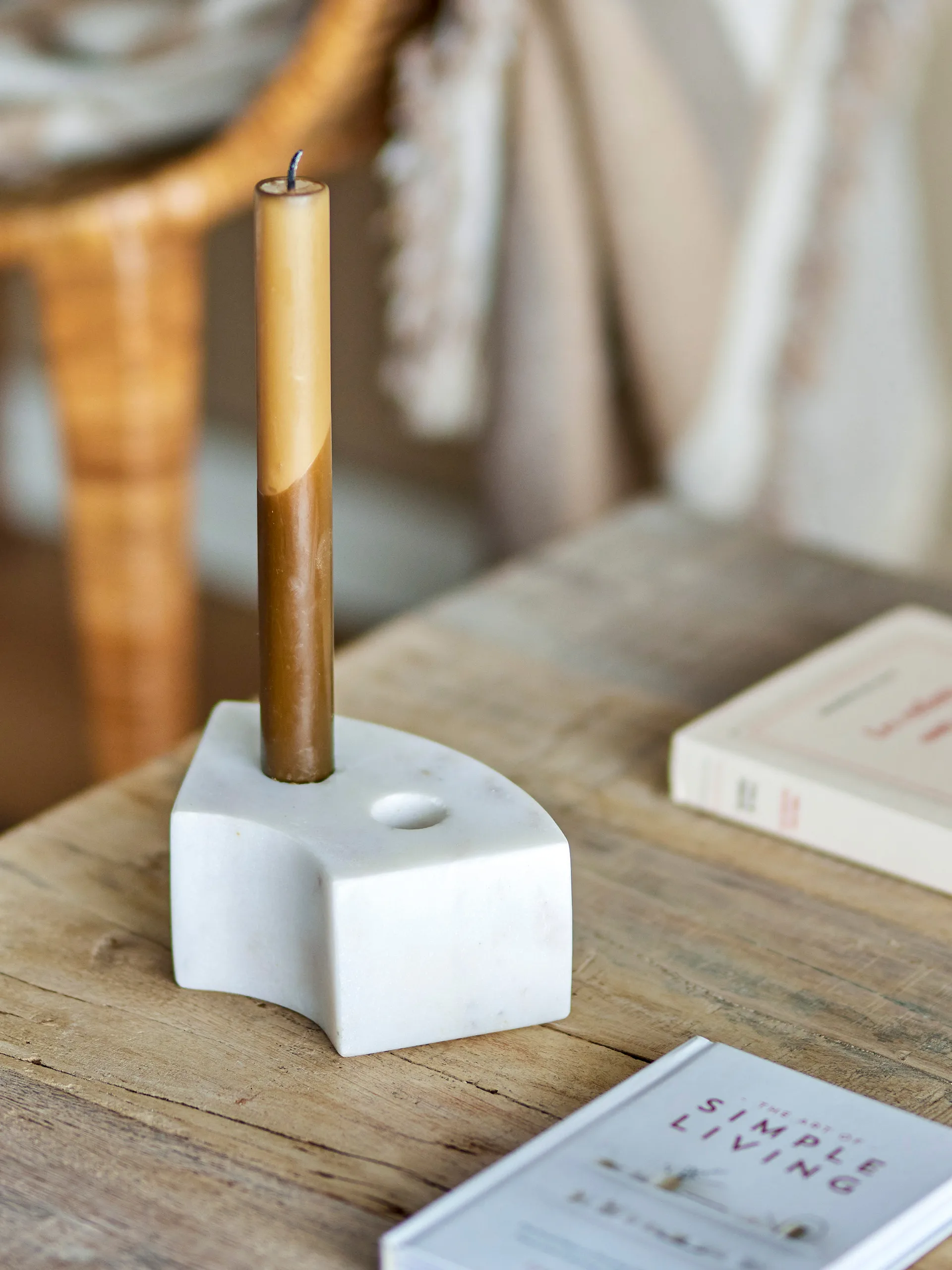 Suporte de velas Florida 14,5x6x7,5 cm, White marble Bloomingville